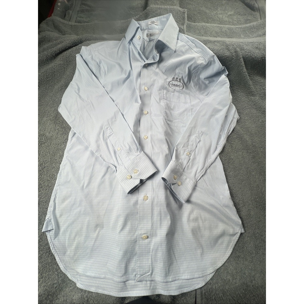 Peter Millar button up shirt 16.5 Long blue Plaid
